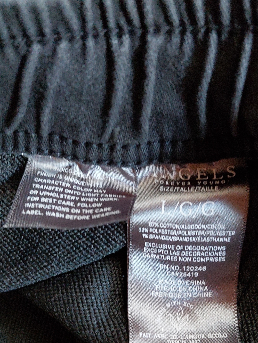 Angels Women's Indigo Relaxed Straight Leg Elastic Waist Pants Size L NWT - Picture 4 of 6
